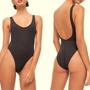 NWOT Topshop Ribbed Scoop Neck One Piece Swimsuit with Open Back